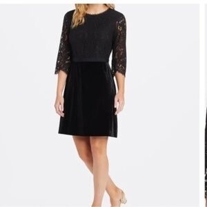 Draper James Black Lace and Velvet A Line Dress, Size 10, NWT